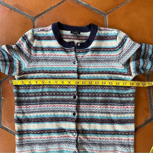 Talbots Nylon/Lambs Wool  Fair Isle Cardigan Sweater Button Front Size Small S - Picture 7 of 7